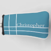 ミニマシンプルリスト名前をカスタムする海ブルー ゴルフヘッドカバー (正面)