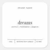 ミニマシンプルリスト大豆キャンドル白黒ラベル スクエアシール (正面)