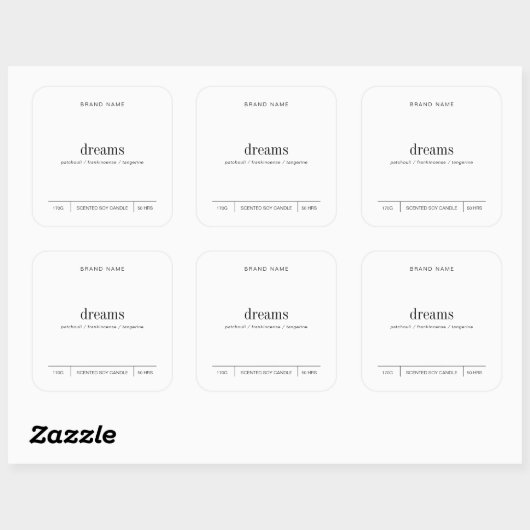 ミニマシンプルリスト大豆キャンドル白黒ラベル スクエアシール (シート)