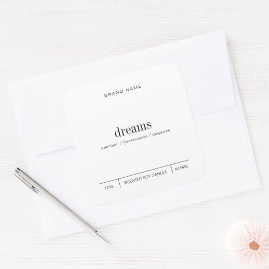 ミニマシンプルリスト大豆キャンドル白黒ラベル スクエアシール (封筒)