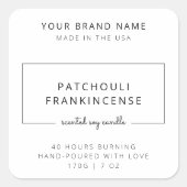 ミニマシンプルリスト大豆キャンドル白黒ラベル スクエアシール (正面)