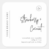 ミニマシンプルリスト大豆キャンドル白黒ラベル スクエアシール (正面)