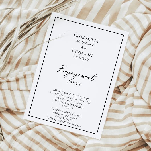 ミニマシンプルリスト婚約パーティ 招待状