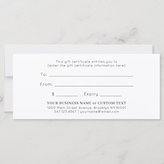 ミニマシンプルリスト小規模企業のギフト券 (裏面)