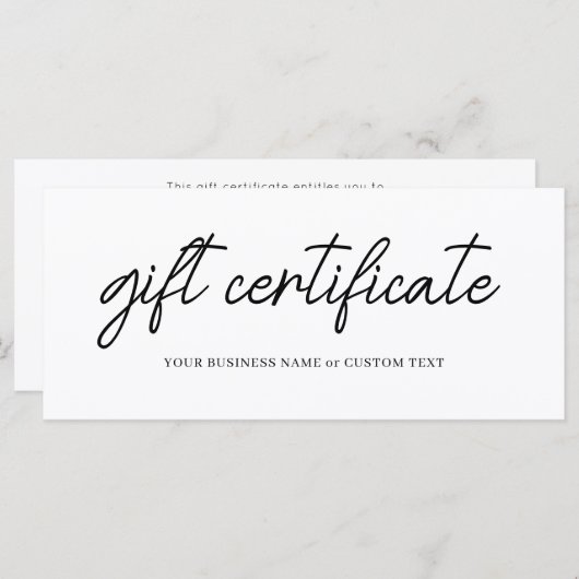 ミニマシンプルリスト小規模企業のギフト券 (正面/裏面)