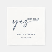 ミニマシンプルリスト彼女はYes婚約パーティ スタンダードカクテルナプキン (正面)