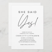 ミニマシンプルリスト彼女はYes婚約パーティ 招待状 (正面/裏面)