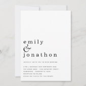 ミニマシンプルリスト文字QRコード任意の色結婚の 招待状 (正面)