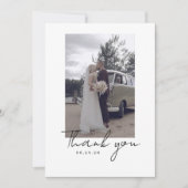 ミニマシンプルリスト書道台本の写結婚真の サンキューカード (正面)
