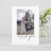 ミニマシンプルリスト書道台本の写結婚真の サンキューカード (スタンド正面)