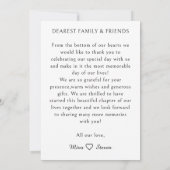 ミニマシンプルリスト書道台本の写結婚真の サンキューカード (裏面)