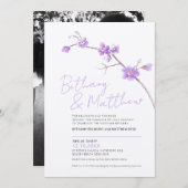 ミニマシンプルリスト水の色の春咲く紫 招待状 (正面/裏面)