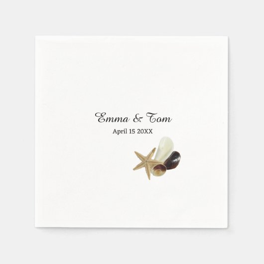 ミニマシンプルリスト沿岸ビーチ結婚式 スタンダードカクテルナプキン (正面)