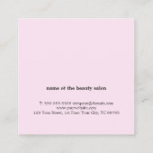 ミニマシンプルリスト淡い色のブラックピンク美容師 スクエア名刺 (裏面)
