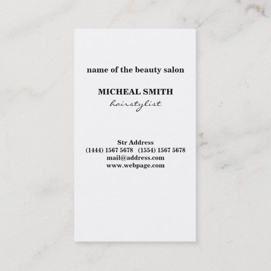 ミニマシンプルリスト白黒シザー美容師 名刺 (裏面)