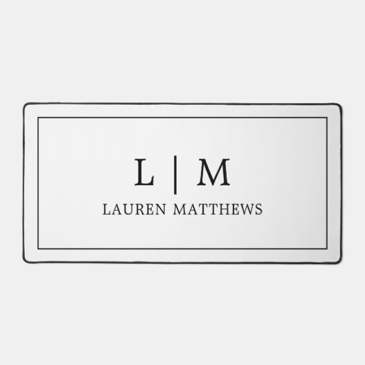 ミニマシンプルリスト白黒モノグラモダンム デスクマット (正面)