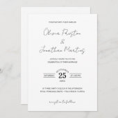 ミニマシンプルリスト白黒QRコードRSVP結婚's 招待状 (正面/裏面)