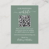 ミニマシンプルリスト結婚のウェブサイトQRセージ緑 エンクロージャーカード (正面)