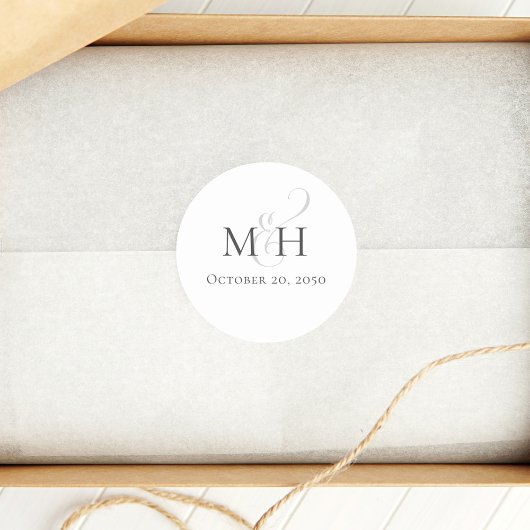 ミニマシンプルリスト結婚のモノグラムテンプレート ラウンドシール