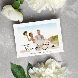 ミニマシンプルリスト結婚の写真ありがとう サンキューカード