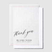 ミニマシンプルリスト結婚の感謝していスクリプトのオーバーレイ ベラム紙招待状 (オフセット)