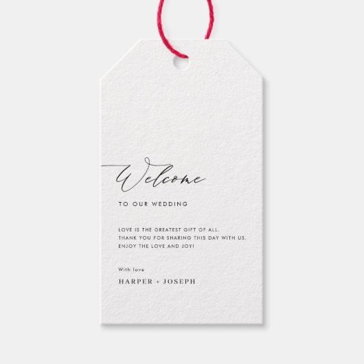 ミニマシンプルリスト結婚の歓迎抱き枕バスケット ギフトタグ (正面)