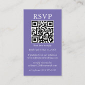 ミニマシンプルリスト結婚のQRフォトペリウィンクルRSVP エンクロージャーカード (正面)