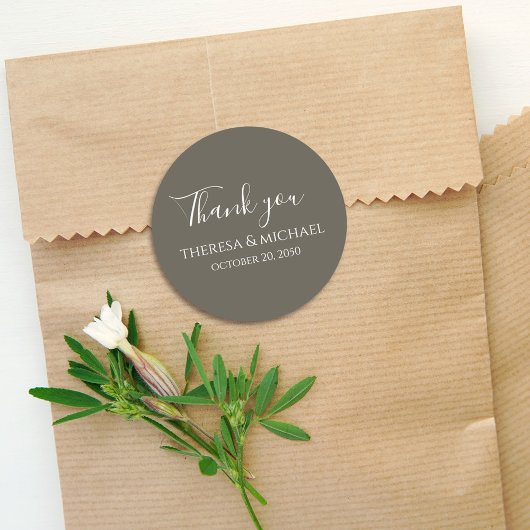ミニマシンプルリスト結婚のThank You Brown Gray ラウンドシール