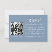 ミニマシンプルリスト結婚ズほこりっぽいブルーQR RSVP カード (正面)