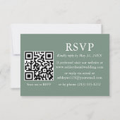 ミニマシンプルリスト結婚ズSage Green QR RSVP カード (正面)