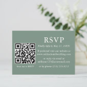 ミニマシンプルリスト結婚ズSage Green QR RSVP カード (スタンド正面)
