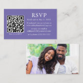 ミニマシンプルリスト結婚フォトのQRペリウィンクルRSVP エンクロージャーカード (正面/裏面)