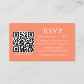 ミニマシンプルリスト結婚フォトQRコーラルRSVP エンクロージャーカード (正面)
