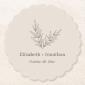 ミニマシンプルリスト結婚リーフ ペーパーコースター (正面)