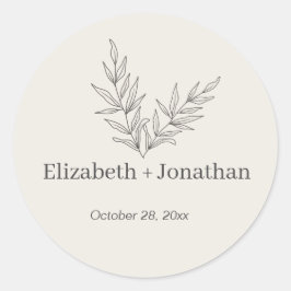 ミニマシンプルリスト結婚リーフ ラウンドシール