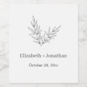 ミニマシンプルリスト結婚リーフ ワインラベル (シングルラベル)