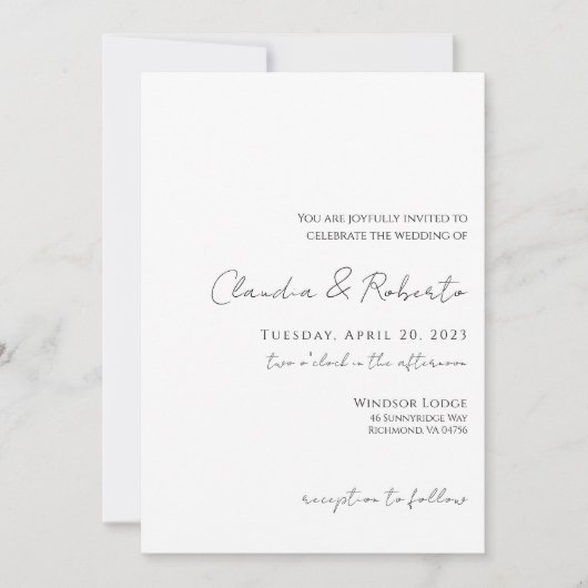 ミニマシンプルリスト結婚式招待状 招待状 (正面)