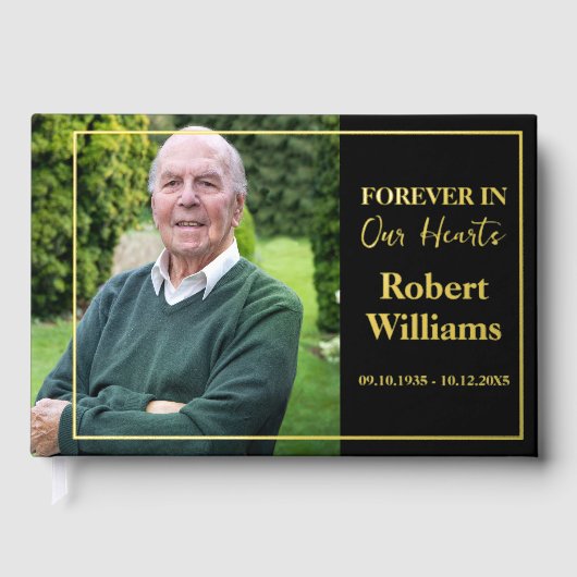 ミニマシンプルリスト葬儀の記念の箔 ゲストブック (正面)