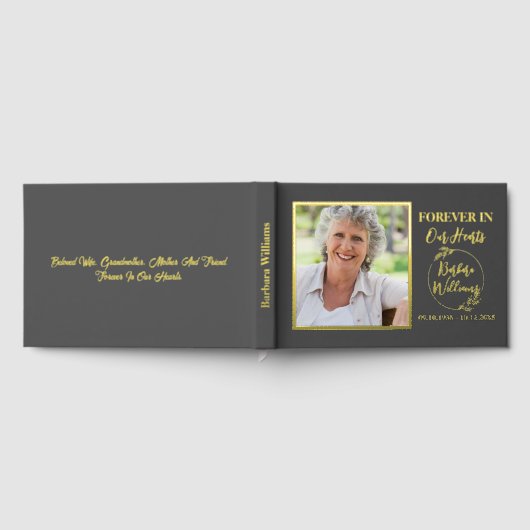 ミニマシンプルリスト葬儀メモリアルフォイル ゲストブック (全面)