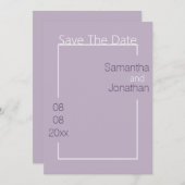 ミニマシンプルリスト薄紫結婚式の日付を保存 招待状 (正面/裏面)