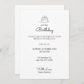 ミニマシンプルリスト誕生日 招待状 (正面/裏面)