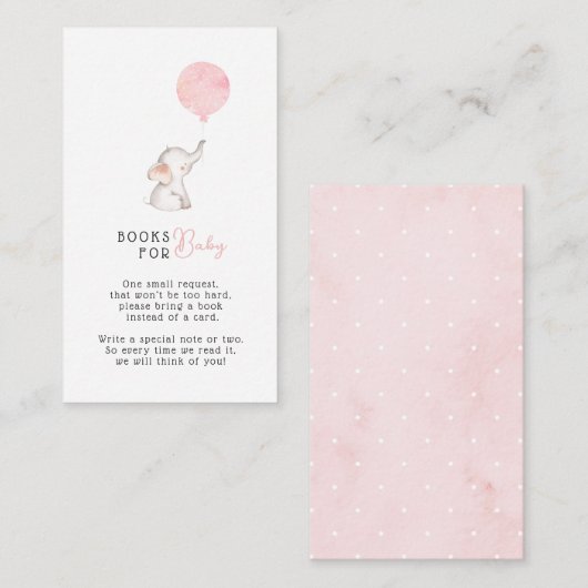 ミニマシンプルリスト象の赤ちゃんシャワーブックのリクエスト エンクロージャーカード (正面/裏面)