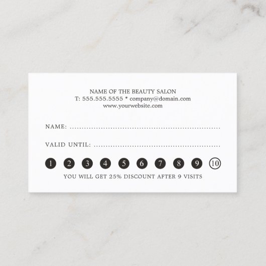 ミニマシンプルリスト赤はっきりした白ロイヤリティカード ロイヤリティカード (裏面)