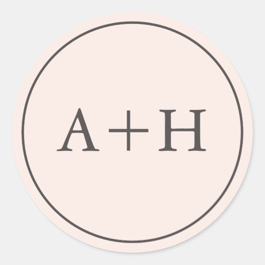 ミニマシンプルリスト赤面結婚のイニシャル ラウンドシール (正面)