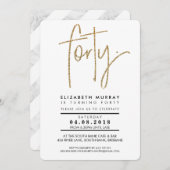 ミニマシンプルリスト金ゴールドグリッター40th4招待状 招待状 (正面/裏面)