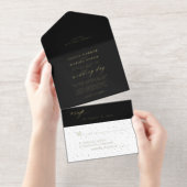 ミニマシンプルリスト金ゴールドブラック結婚フォイル オールインワン招待状 (切り取り部)