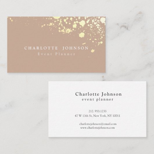 ミニマシンプルリスト金ゴールド（ばちゃばちゃ）跳ねるタン美しい 名刺 (正面/裏面)