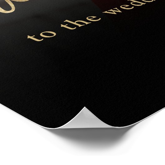 ミニマシンプルリスト黒金ゴールド写真結婚の歓迎 ポスター (角)