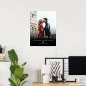 ミニマシンプルリスト黒金ゴールド写真結婚の歓迎 ポスター (ホームオフィス)