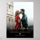 ミニマシンプルリスト黒金ゴールド写真結婚の歓迎 ポスター (正面)